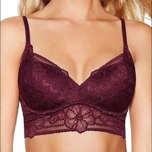 VS Maroon Lace Medallion Push Up Bralette